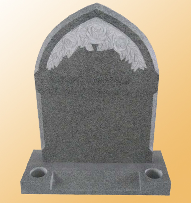 RP-2 - Gothic Shaped Memorial (with Hand Carved Roses) & Splayed Front Base